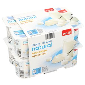 DIA yogur natural azucarado pack 12 unidades 125 g