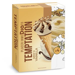 DIA TEMPTATION helado cono sabor vainilla caja 4 uds 272 gr