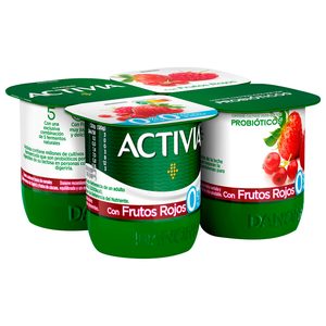 DANONE ACTIVIA bífidus de frutos rojos 0% M.G pack 4 unidades 120 gr