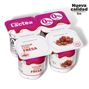 DIA LACTEA yogur con fresa doble 0% pack 4 unidades 115 gr