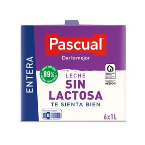 PASCUAL leche entera sin lactosa envase 1 lt PACK 6